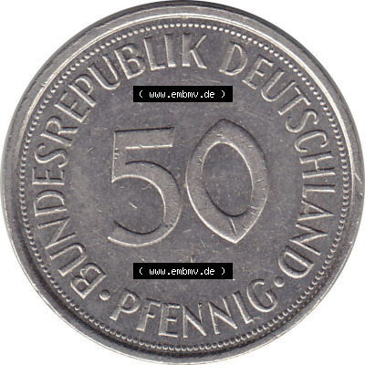 1950-2001, 50 Pfennig BRD Deutschland 1993 Mzz. Hamburg J Sammlung