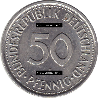 1950-2001, 50 Pfennig BRD Deutschland 1992 Mzz. Hamburg J Sammlung