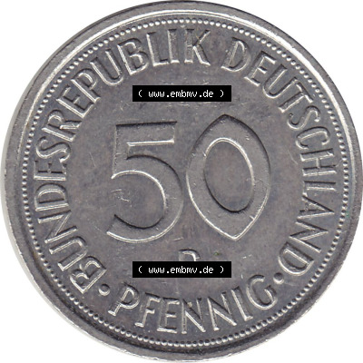 1950-2001, 50 Pfennig BRD Deutschland 1995 München mit Mzz. D Sammlung