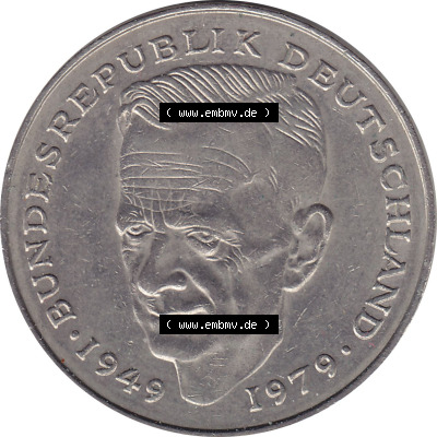 1979-1993, 2 DM, Deutsche Mark Kurt Schumacher Deutschland 1982 G Sammlung