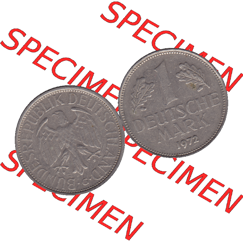 BRD Münzen 1 DM, Umlaufmünze 1950-2001, 1 / Eine DM - Eine Deutsche Mark, 1972 G-1. Münzen-Rückseite und Münzen-Vorderseite als transparente PNG-Grafik... Sammlung