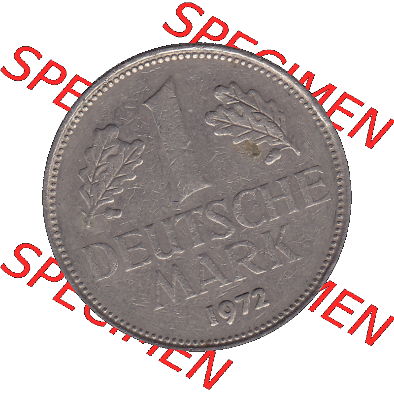 BRD Münzen 1 DM, Umlaufmünze 1950-2001, 1 / Eine DM - Eine Deutsche Mark, 1972 G-1. Münzen-Rückseite als transparente PNG-Grafik mit Nennwert / Nominalwert... Sammlung