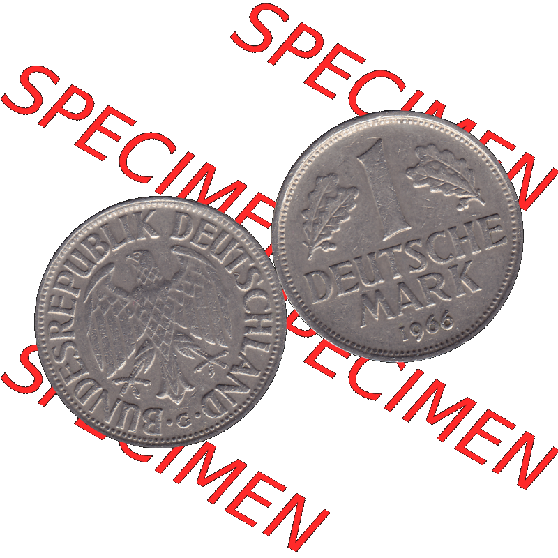 BRD Münzen 1 DM, Umlaufmünze 1950-2001, 1 / Eine DM - Eine Deutsche Mark, 1966 G-1. Münzen-Rückseite und Münzen-Vorderseite als transparente PNG-Grafik... Sammlung