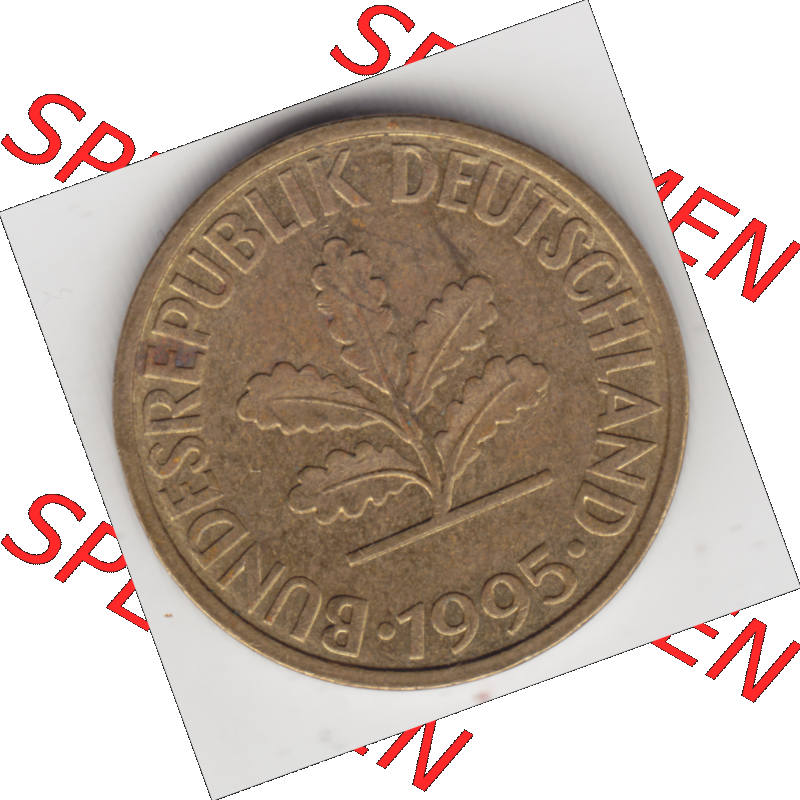 BRD Münze Deutschland Original Bild in PNG 1950-2001, Zehn 10 Pfennig 1995 D-01 Original Vorderseite Farbe (1) Sammlung