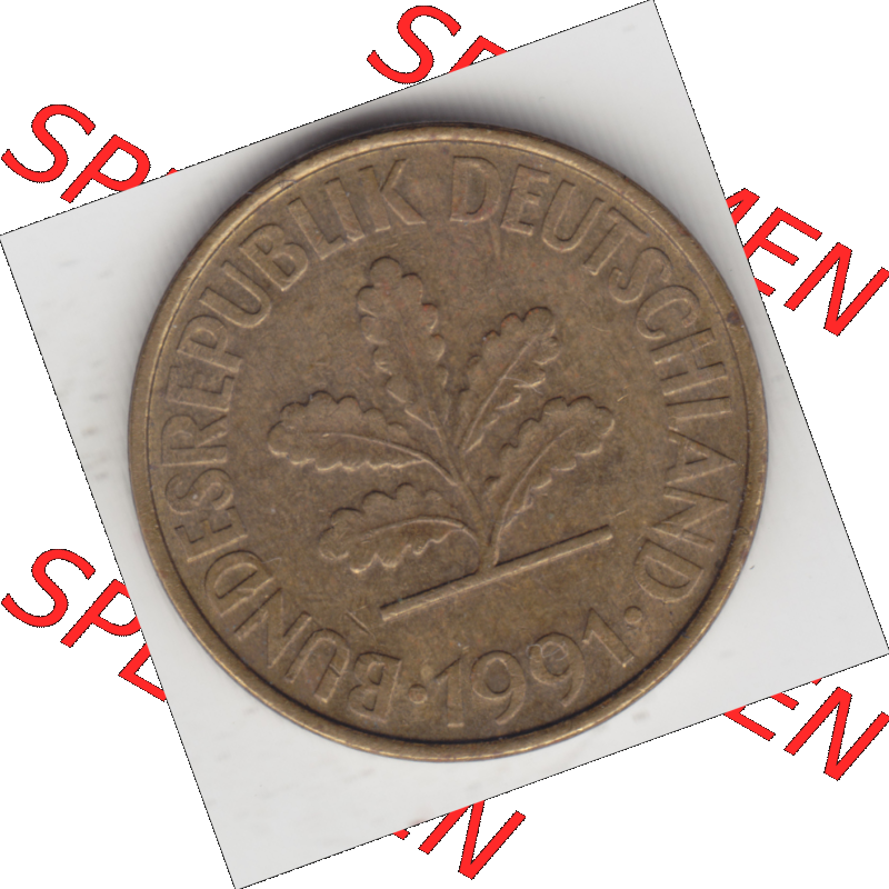 BRD Münze Deutschland Original Bild in PNG 1990-2001, Zehn 10 Pfennig 1991 A-03 Original Vorderseite Farbe (1) Sammlung