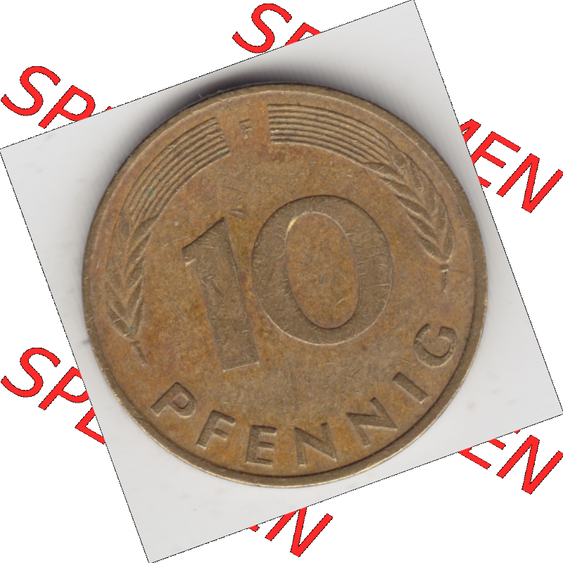 BRD Münze Deutschland Original Bild in PNG 1950-2001, Zehn 10 Pfennig 1991 F-05 Original Rückseite Farbe (1) Sammlung
