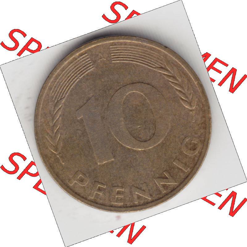BRD Münze Deutschland Original Bild in PNG 1990-2001, Zehn 10 Pfennig 1994 A-01 Original Rückseite Farbe (1) Sammlung
