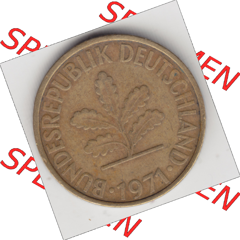 BRD Münze Deutschland Original Bild in PNG 1950-2001, Zehn 10 Pfennig 1971 F-01 Original Vorderseite Farbe (1) Sammlung