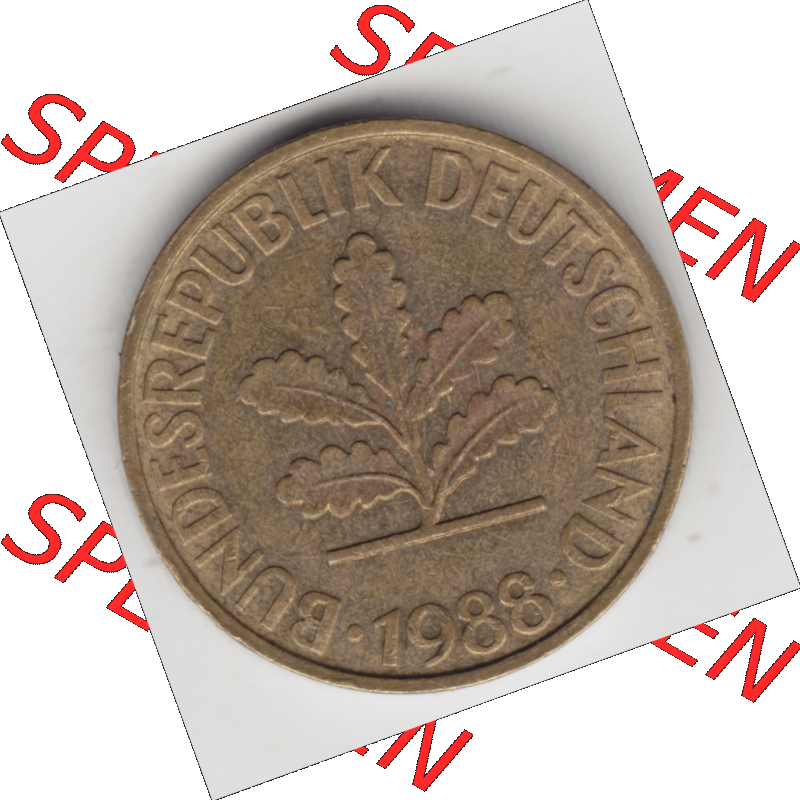 BRD Münze Deutschland Original Bild in PNG 1950-2001, Zehn 10 Pfennig 1988 D-13 Original Vorderseite Farbe (1) Sammlung