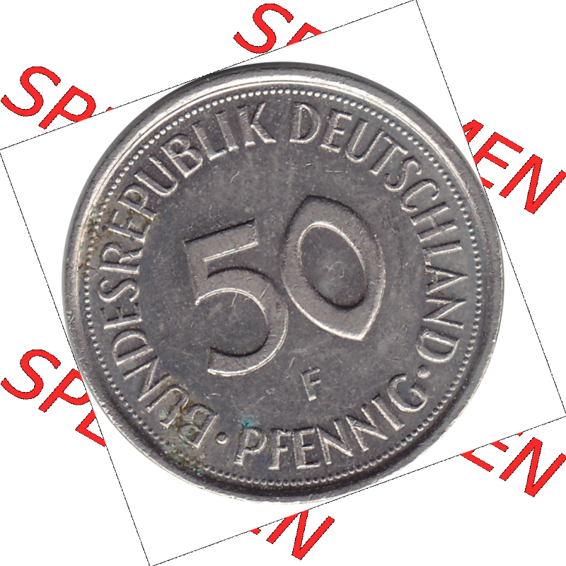BRD Münze Deutschland Original Bild in PNG 1950-2001, Fünfzig 50 Pfennig 1993 F RS ausgeschnitten Farbe (1) - Das farbiges Digital Bild / Foto der 50 Pfennig Münze der... Sammlung