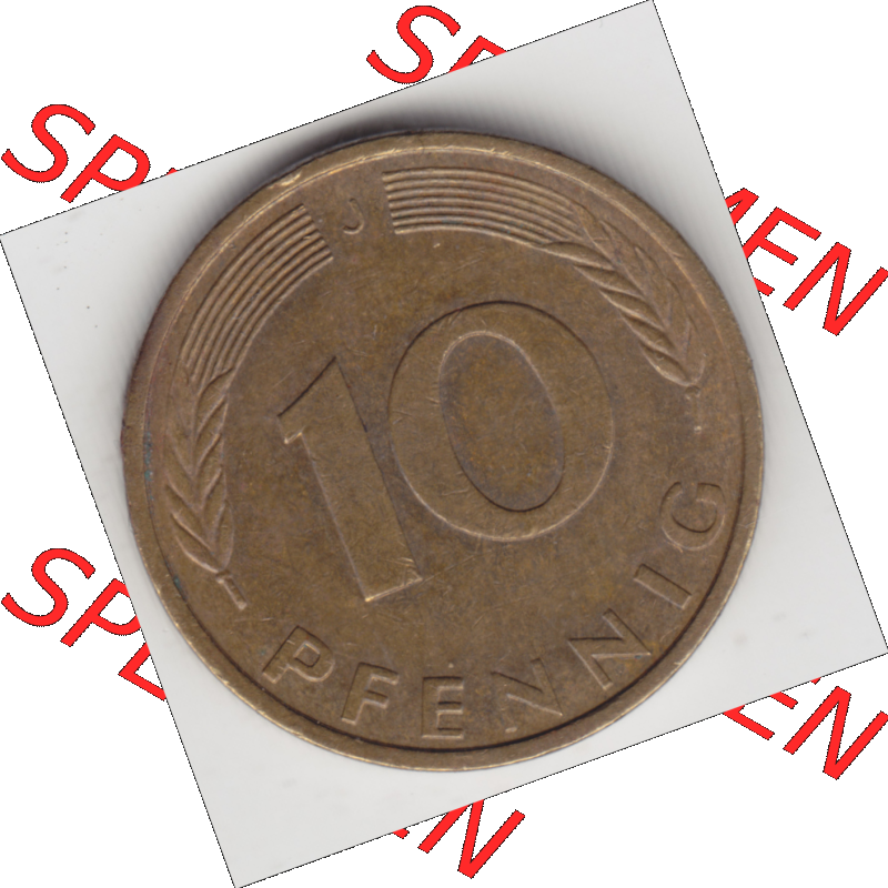 BRD Münze Deutschland Original Bild in PNG 1950-2001, Zehn 10 Pfennig 1993 J-01 Original Rückseite Farbe (1) Sammlung