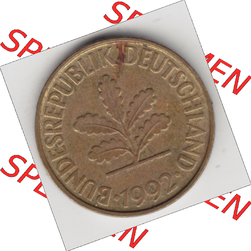 BRD Münze Deutschland Original Bild in PNG 1990-2001, Zehn 10 Pfennig 1992 A-01 Original Vorderseite Farbe (1) Sammlung