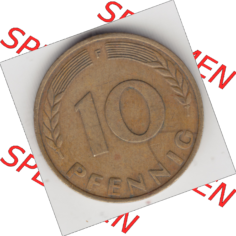 BRD Münze Deutschland Original Bild in PNG 1950-2001, Zehn 10 Pfennig 1971 F-01 Original Rückseite Farbe (1) Sammlung
