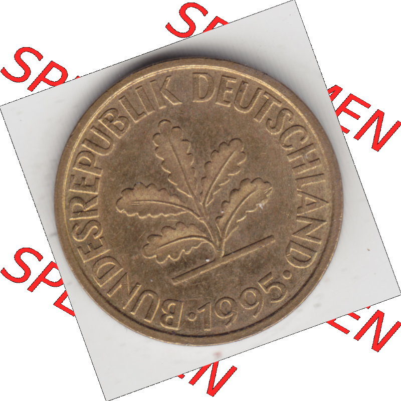 BRD Münze Deutschland Original Bild in PNG 1950-2001, Zehn 10 Pfennig 1995 D-03 Original Vorderseite Farbe (1) Sammlung