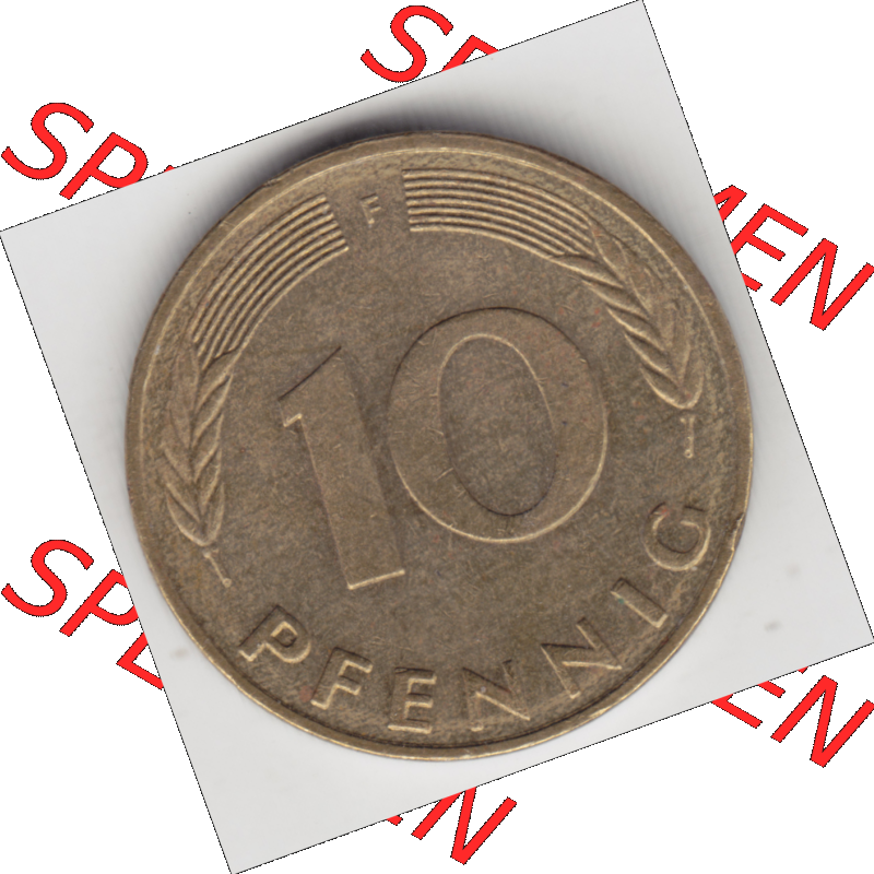 BRD Münze Deutschland Original Bild in PNG 1950-2001, Zehn 10 Pfennig 1988 F-01 Original Rückseite Farbe (1) Sammlung