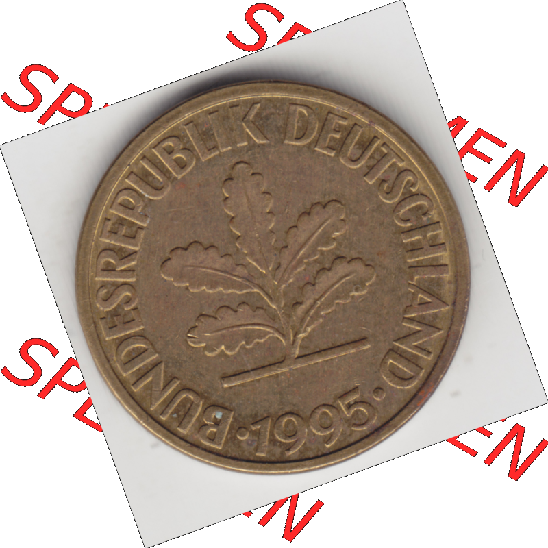BRD Münze Deutschland Original Bild in PNG 1950-2001, Zehn 10 Pfennig 1995 D-12 Original Vorderseite Farbe (1) Sammlung