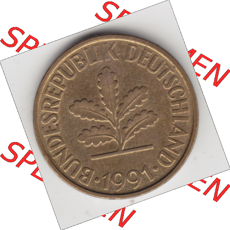 BRD Münze Deutschland Original Bild in PNG 1950-2001, Zehn 10 Pfennig 1991 F-01 Original Vorderseite Farbe (1) Sammlung