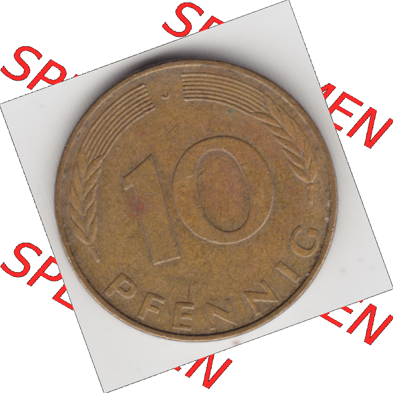 BRD Münze Deutschland Original Bild in PNG 1950-2001, Zehn 10 Pfennig 1990 J-01 Original Rückseite Farbe (1) Sammlung