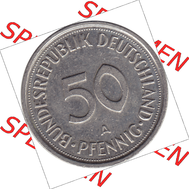 BRD Münze Deutschland Original Bild in PNG 1990-2001, Fünfzig 50 Pfennig 1992 A RS ausgeschnitten Farbe (1) - Das farbiges Digital Bild / Foto der 50 Pfennig Münze der... Sammlung