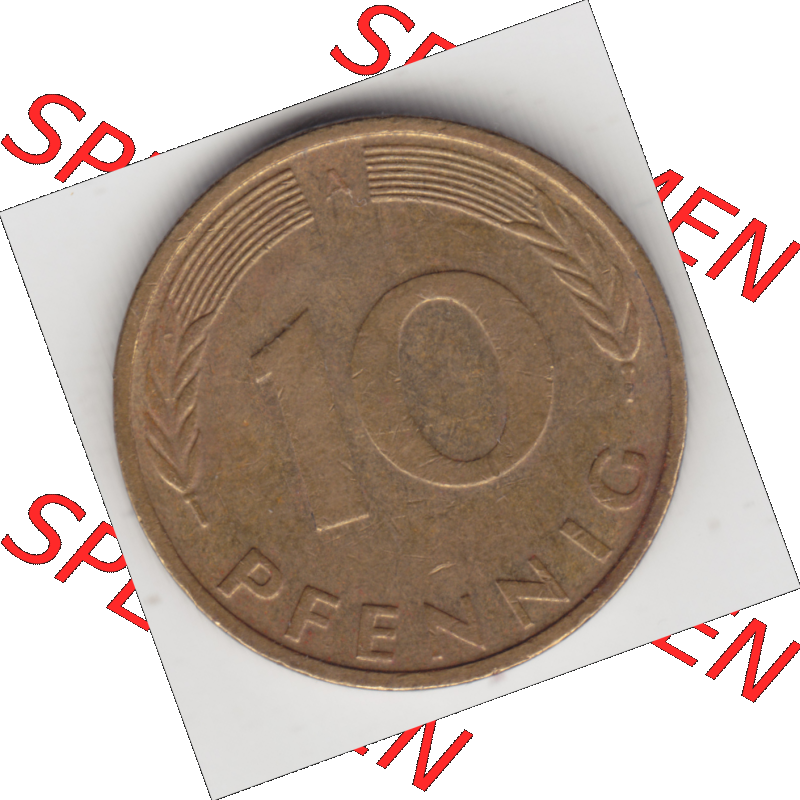 BRD Münze Deutschland Original Bild in PNG 1990-2001, Zehn 10 Pfennig 1991 A-01 Original Rückseite Farbe (1) Sammlung