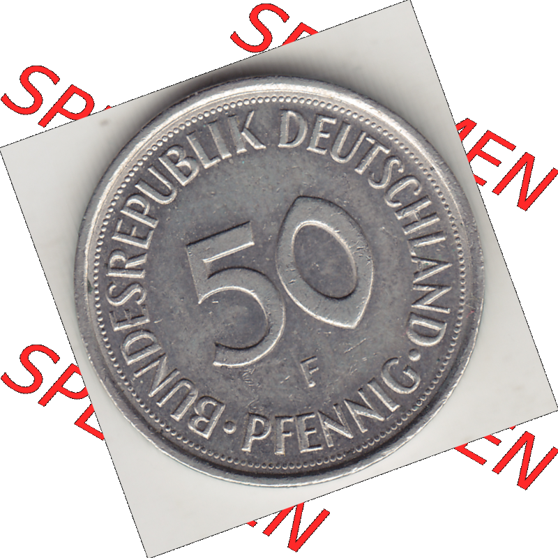 BRD Münze Deutschland Original Bild in PNG 1950-2001, Fünfzig 50 Pfennig 1994 F Original Rückseite Farbe (1) - Das farbiges Digital Bild / Foto der 50 Pfennig Münze... Sammlung
