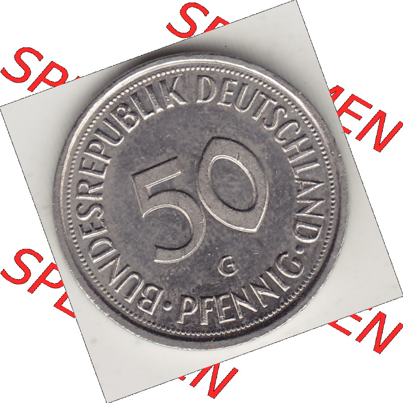 BRD Münze Deutschland Original Bild in PNG 1950-2001, Fünfzig 50 Pfennig 1992 G Original Rückseite Farbe (1) - Das farbiges Digital Bild / Foto der 50 Pfennig Münze... Sammlung