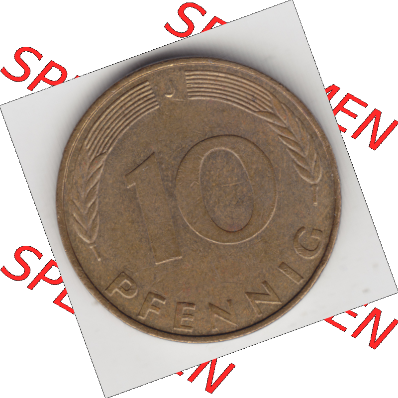 BRD Münze Deutschland Original Bild in PNG 1950-2001, Zehn 10 Pfennig 1989 J-12 Original Rückseite Farbe (1) Sammlung