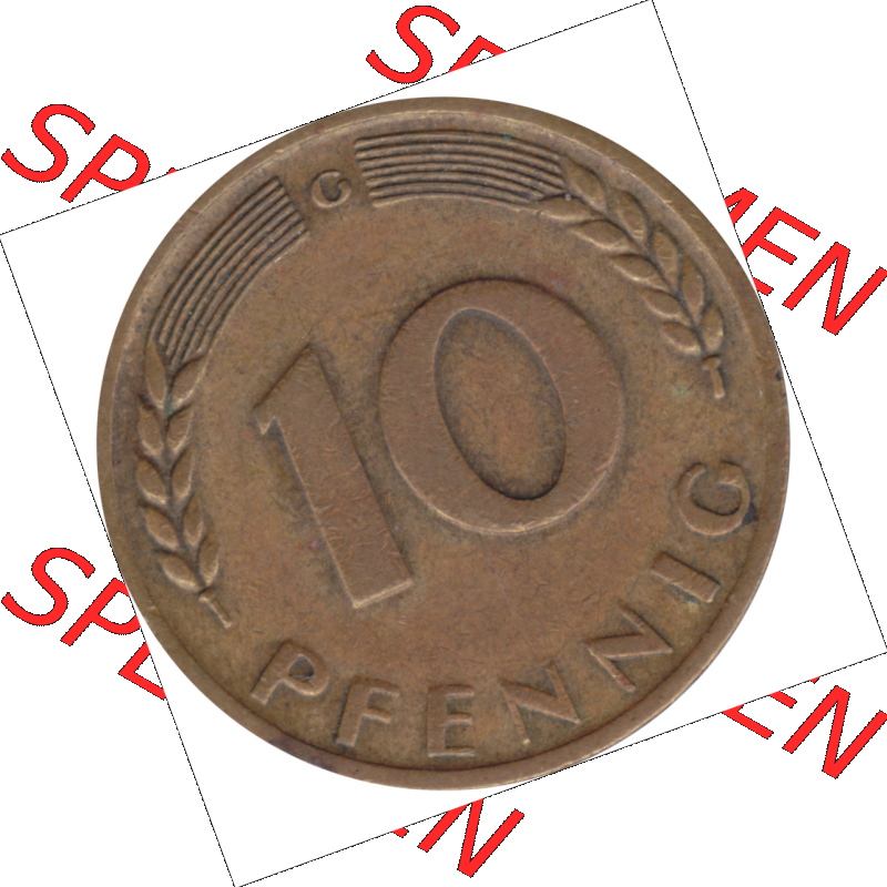 BRD Münze Deutschland Original Bild in PNG 1950-2001, Zehn 10 Pfennig 1966 G-01 RS ausgeschnitten Farbe (1) Sammlung