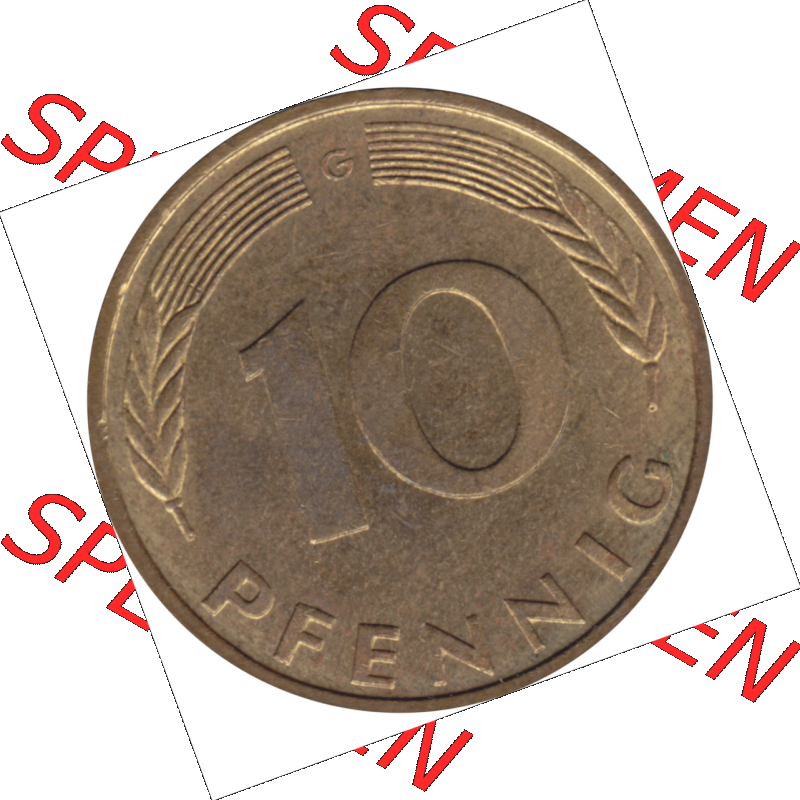 BRD Münze Deutschland Original Bild in PNG 1950-2001, Zehn 10 Pfennig 1994 G-01 RS ausgeschnitten Farbe (1) Sammlung