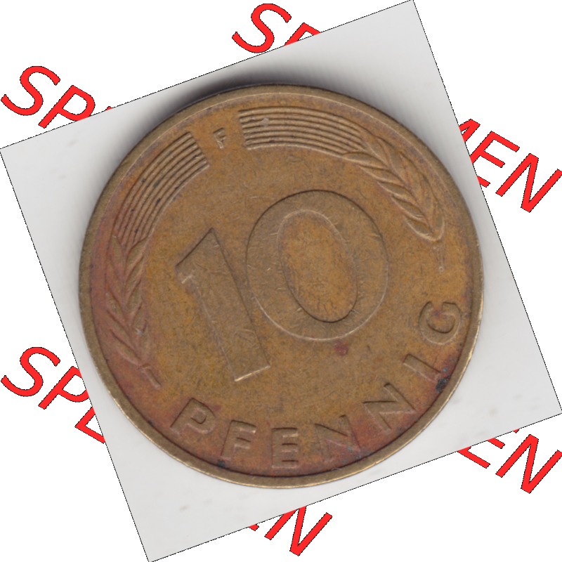 BRD Münze Deutschland Original Bild in PNG 1950-2001, Zehn 10 Pfennig 1985 F-01 Original Rückseite Farbe (1) Sammlung