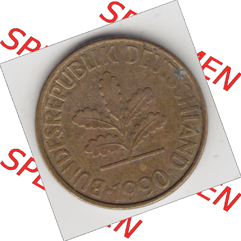 BRD Münze Deutschland Original Bild in PNG 1950-2001, Zehn 10 Pfennig 1990 F-01 Original Vorderseite Farbe (1) Sammlung