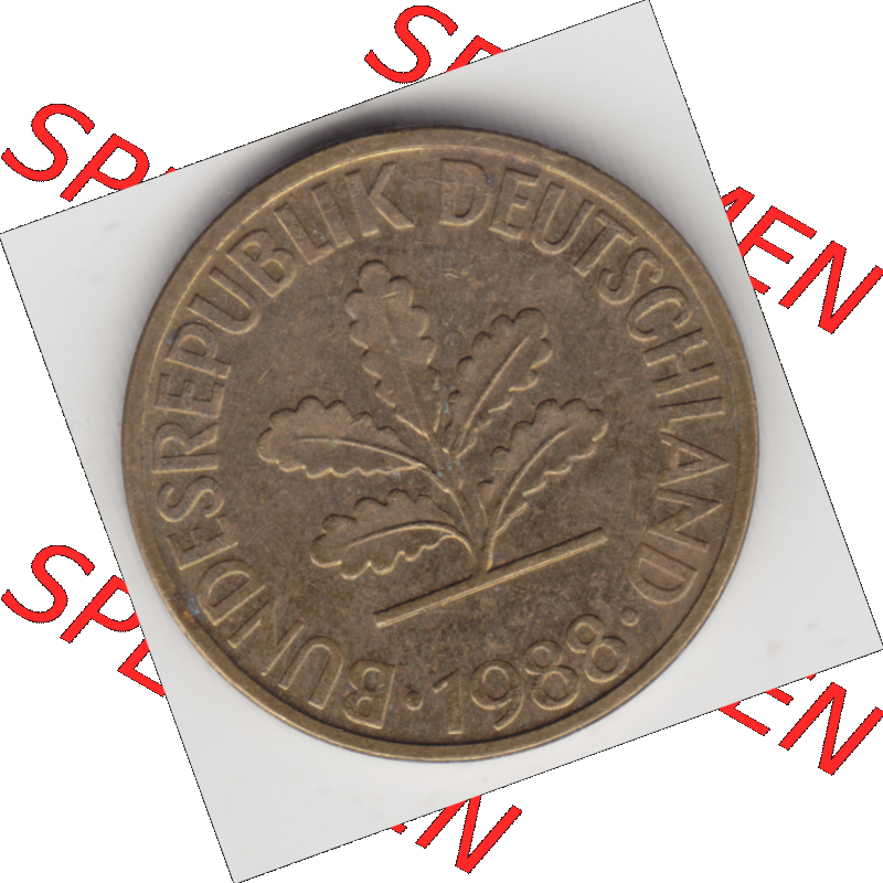 BRD Münze Deutschland Original Bild in PNG 1950-2001, Zehn 10 Pfennig 1988 D-01 Original Vorderseite Farbe (1) Sammlung