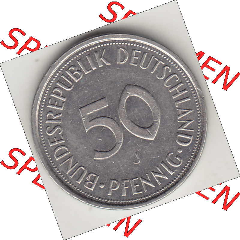 BRD Münze Deutschland Original Bild in PNG 1950-2001, Fünfzig 50 Pfennig 1993 J Original Rückseite Farbe (1) - Das farbiges Digital Bild / Foto der 50 Pfennig Münze... Sammlung