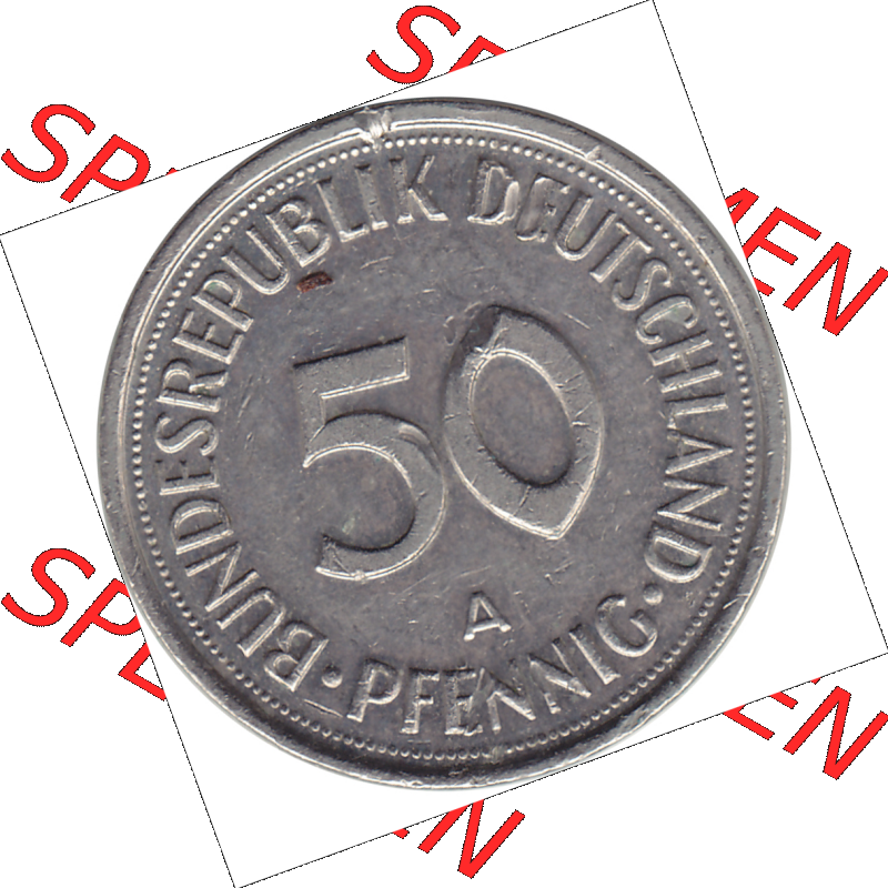 BRD Münze Deutschland Original Bild in PNG 1990-2001, Fünfzig 50 Pfennig 1993 A RS ausgeschnitten Farbe (1) - Das farbiges Digital Bild / Foto der 50 Pfennig Münze der... Sammlung