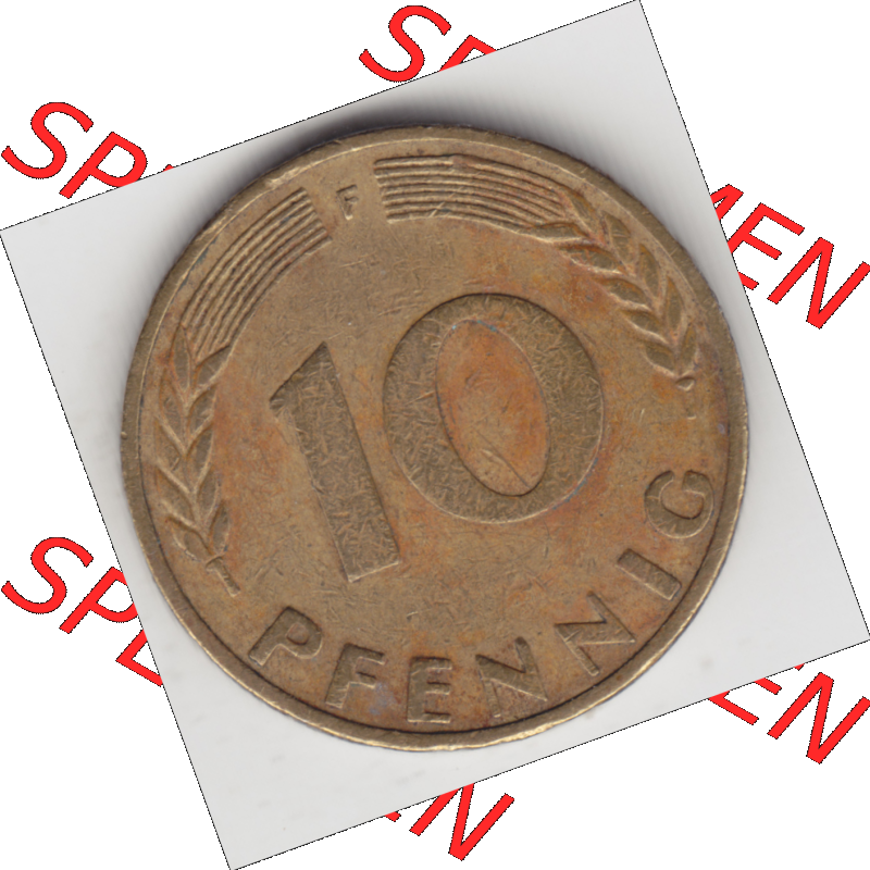BRD Münze Deutschland Original Bild in PNG 1950-2001, Zehn 10 Pfennig 1969 F-01 Original Rückseite Farbe (1) Sammlung