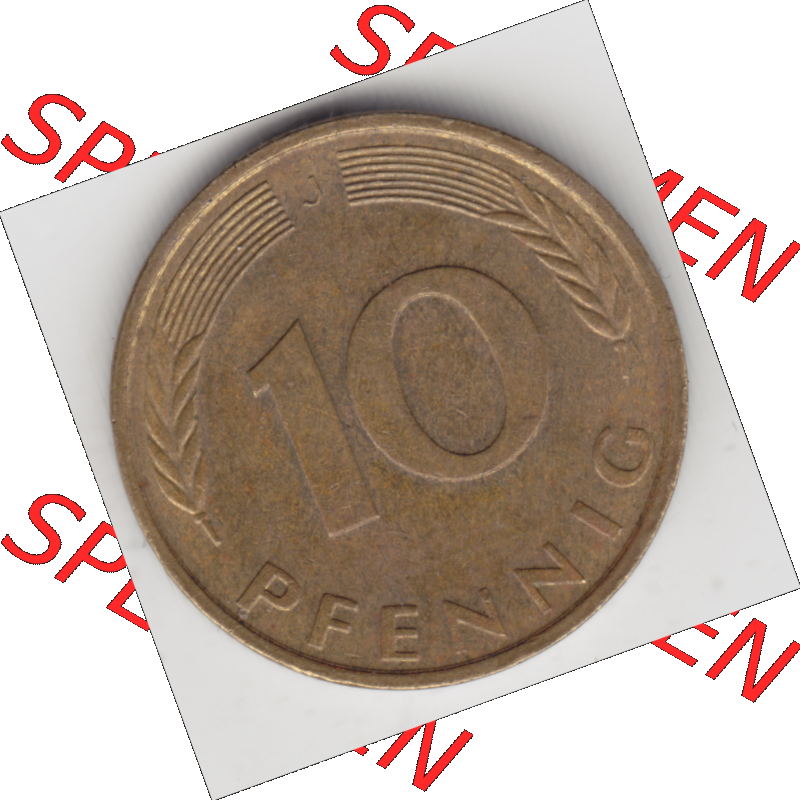 BRD Münze Deutschland Original Bild in PNG 1950-2001, Zehn 10 Pfennig 1989 J-01 Original Rückseite Farbe (1) Sammlung