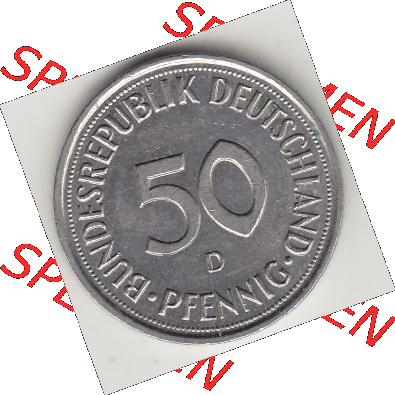 BRD Münze Deutschland Original Bild in PNG 1950-2001, Fünfzig 50 Pfennig 1992 D Original Rückseite Farbe (1) - Das farbiges Digital Bild / Foto der 50 Pfennig Münze... Sammlung