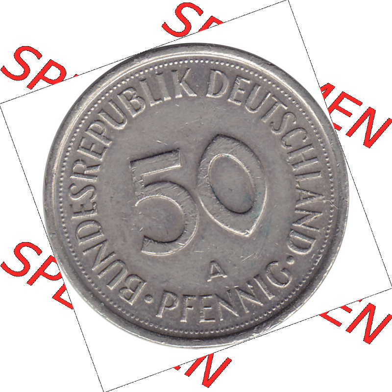 BRD Münze Deutschland Original Bild in PNG 1990-2001, Fünfzig 50 Pfennig 1990 A RS ausgeschnitten Farbe (1) - Das farbiges Digital Bild / Foto der 50 Pfennig Münze der... Sammlung