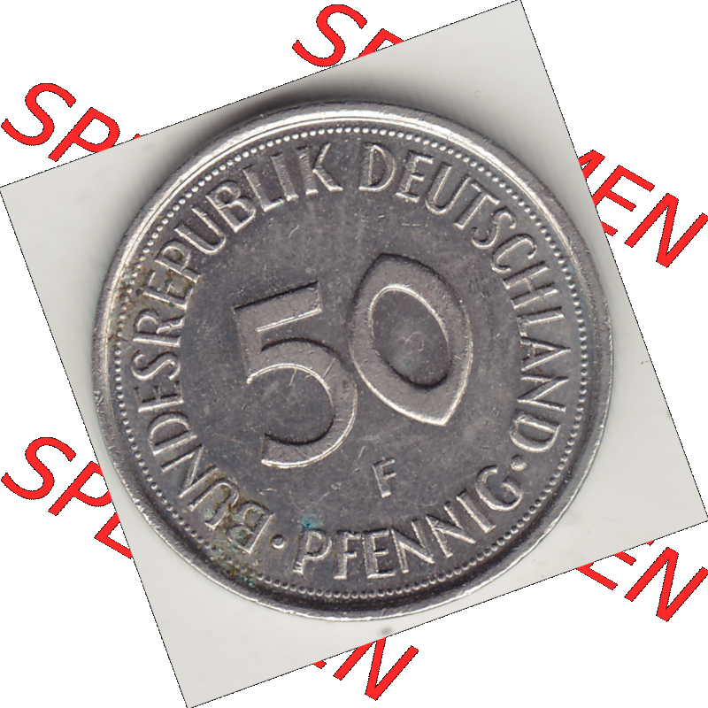 BRD Münze Deutschland Original Bild in PNG 1950-2001, Fünfzig 50 Pfennig 1993 F Original Rückseite Farbe (1) - Das farbiges Digital Bild / Foto der 50 Pfennig Münze... Sammlung