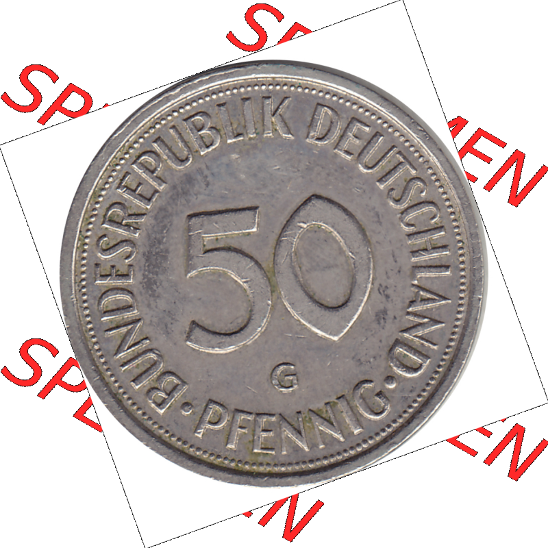 BRD Münze Deutschland Original Bild in PNG 1950-2001, Fünfzig 50 Pfennig 1993 G RS ausgeschnitten Farbe (1) - Das farbiges Digital Bild / Foto der 50 Pfennig Münze der... Sammlung