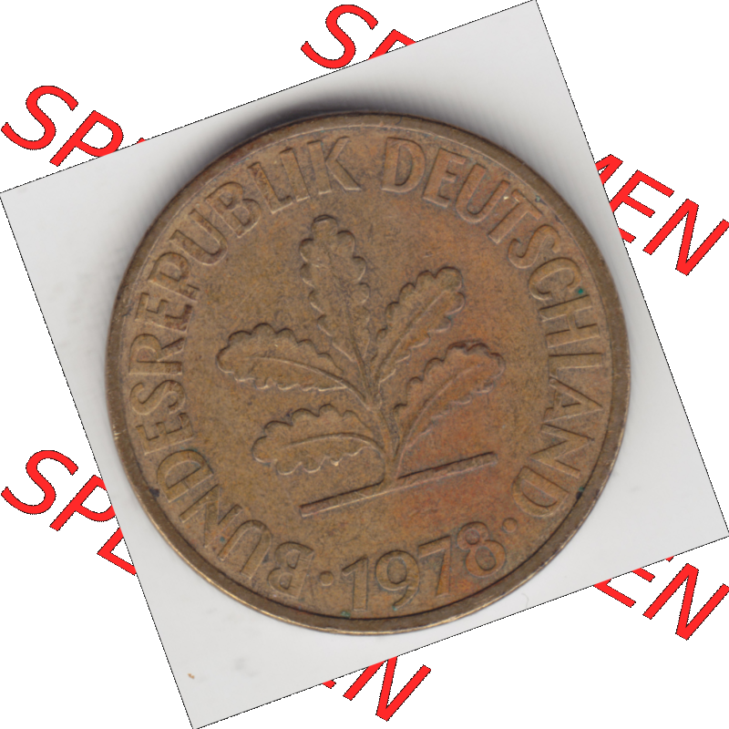 BRD Münze Deutschland Original Bild in PNG 1950-2001, Zehn 10 Pfennig 1978 F-01 Original Vorderseite Farbe (1) Sammlung