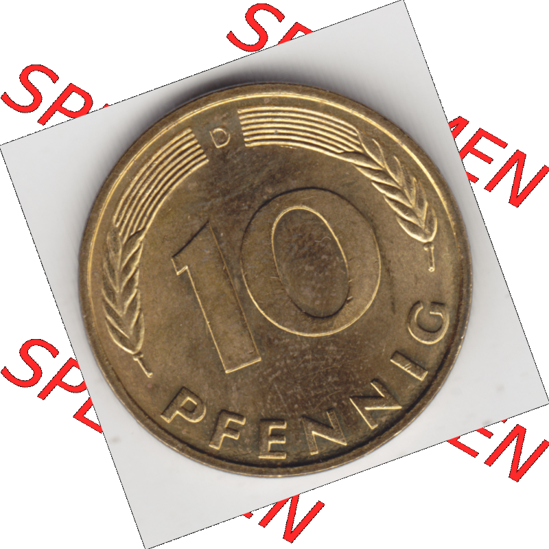BRD Münze Deutschland Original Bild in PNG 1950-2001, Zehn 10 Pfennig 1996 D-01 Original Rückseite Farbe (1) Sammlung