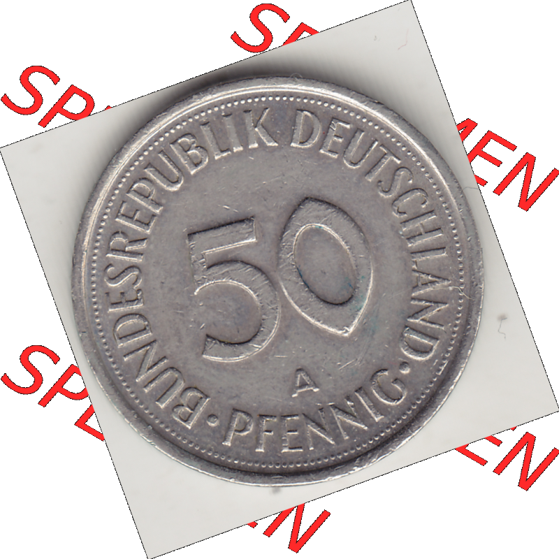 BRD Münze Deutschland Original Bild in PNG 1990-2001, Fünfzig 50 Pfennig 1990 A Original Rückseite Farbe (1) - Das farbiges Digital Bild / Foto der 50 Pfennig Münze... Sammlung