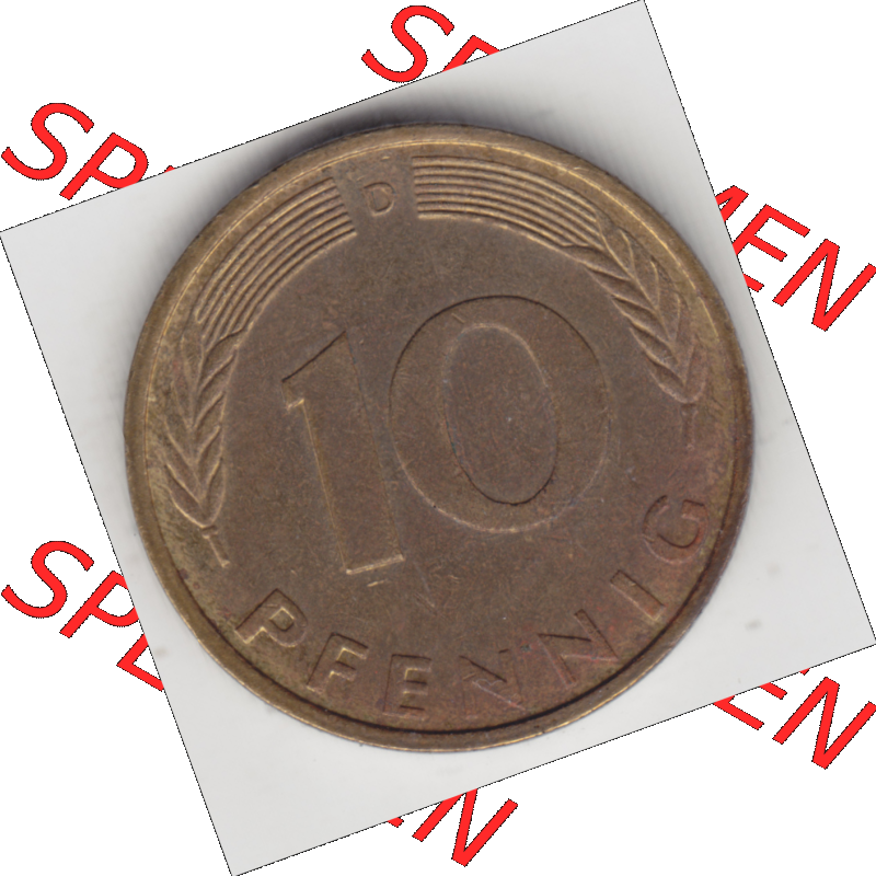 BRD Münze Deutschland Original Bild in PNG 1950-2001, Zehn 10 Pfennig 1994 D-01 Original Rückseite Farbe (1) Sammlung