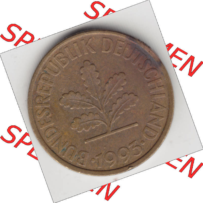 BRD Münze Deutschland Original Bild in PNG 1950-2001, Zehn 10 Pfennig 1993 J-01 Original Vorderseite Farbe (1) Sammlung