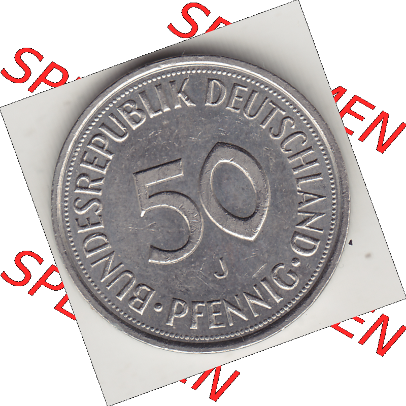 BRD Münze Deutschland Original Bild in PNG 1950-2001, Fünfzig 50 Pfennig 1991 J Original Rückseite Farbe (1) - Das farbiges Digital Bild / Foto der 50 Pfennig Münze... Sammlung