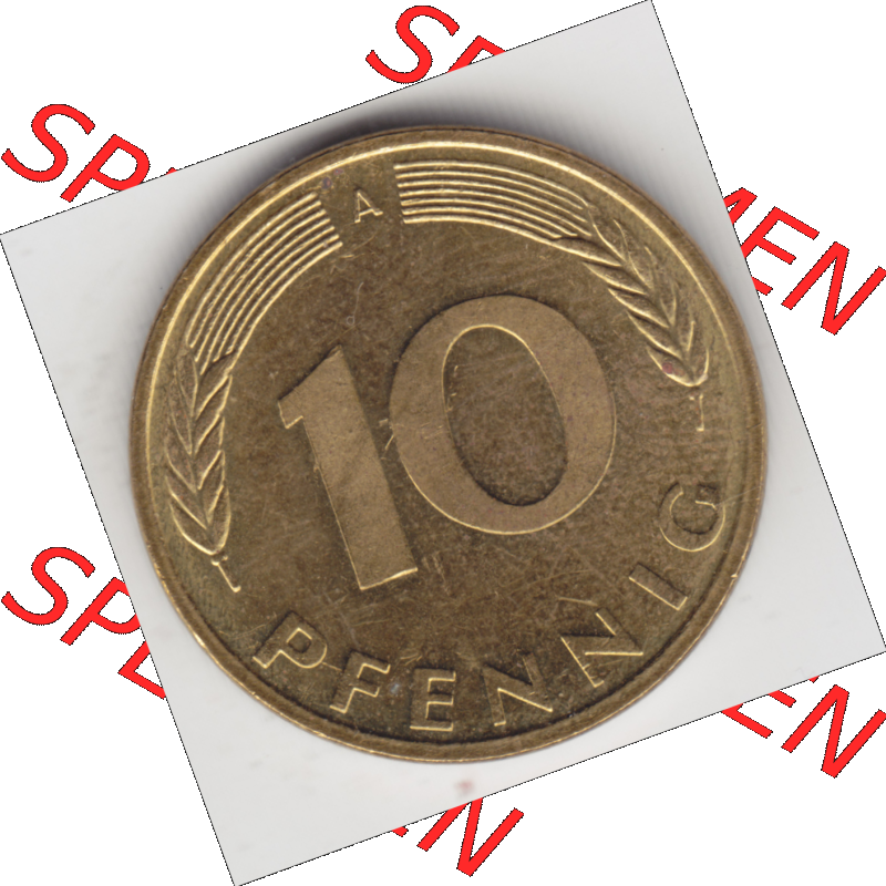 BRD Münze Deutschland Original Bild in PNG 1990-2001, Zehn 10 Pfennig 1995 A-01 Original Rückseite Farbe (1) Sammlung