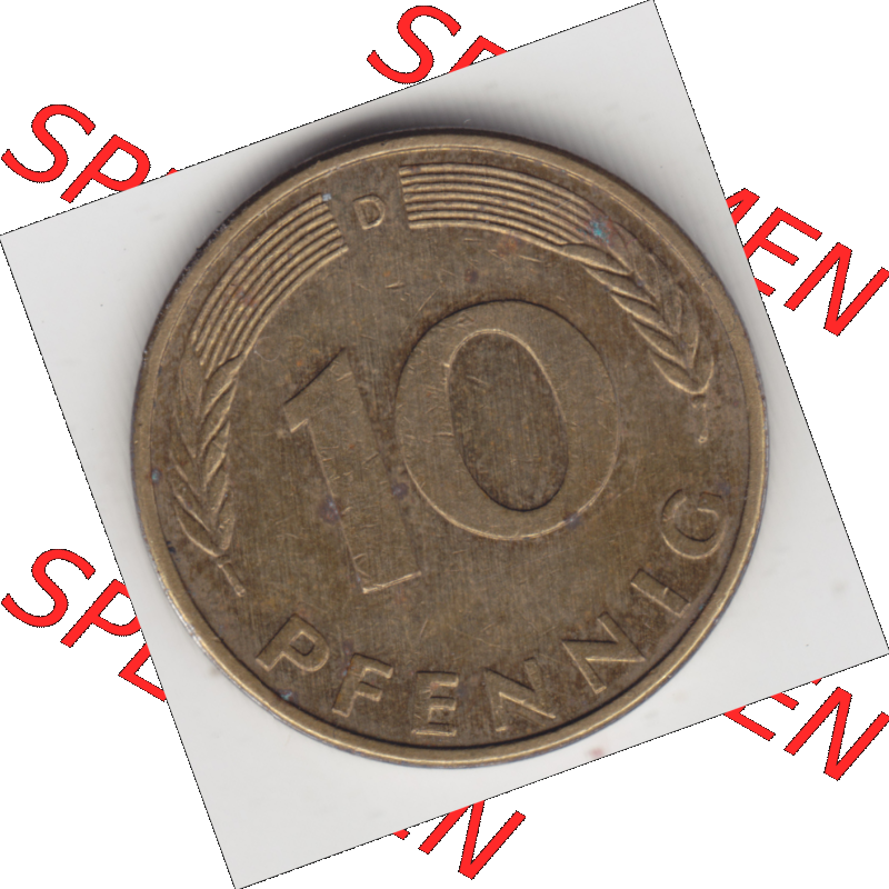 BRD Münze Deutschland Original Bild in PNG 1950-2001, Zehn 10 Pfennig 1986 D-01 Original Rückseite Farbe (1) Sammlung