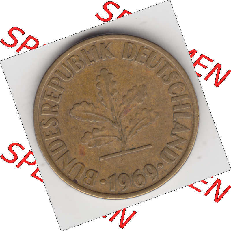 BRD Münze Deutschland Original Bild in PNG 1950-2001, Zehn 10 Pfennig 1969 D-01 Original Vorderseite Farbe (1) Sammlung