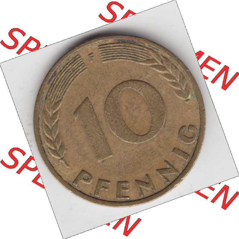 BRD Münze Deutschland Original Bild in PNG 1950-2001, Zehn 10 Pfennig 1969 F-08 Original Rückseite Farbe (1) Sammlung